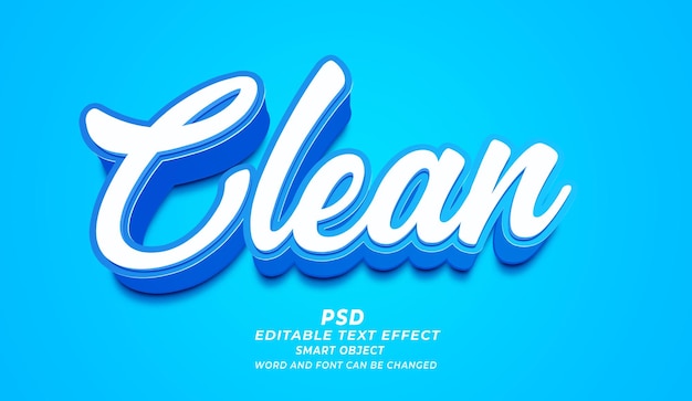 PSD nettoyer le style d'effet de texte photoshop modifiable 3d avec un arrière-plan premium