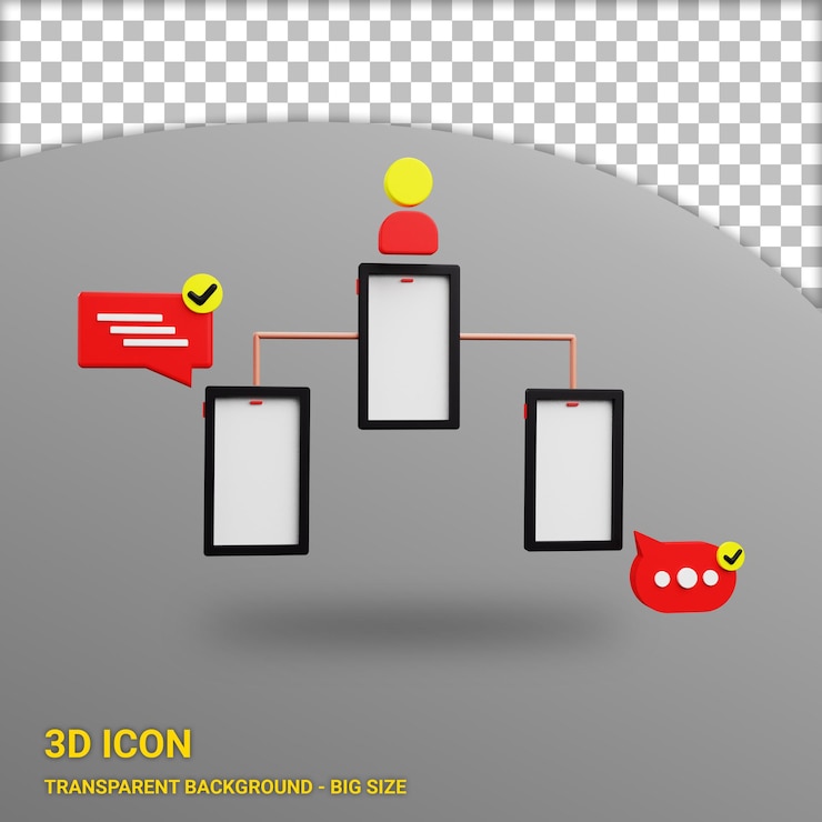 PSD network 3d icon with transparent background