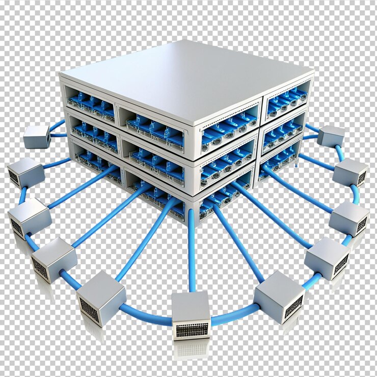 PSD network hub on transparent background