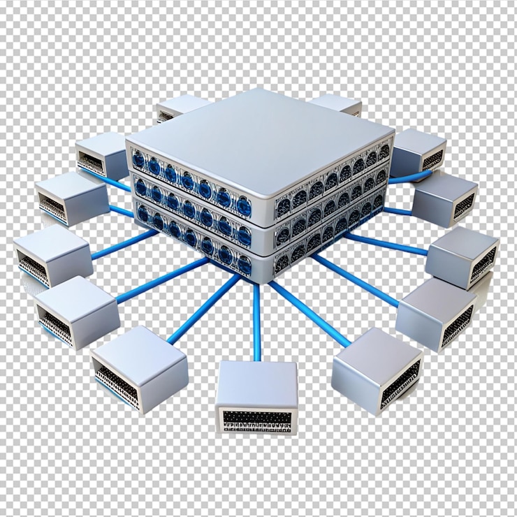 PSD network hub on transparent background