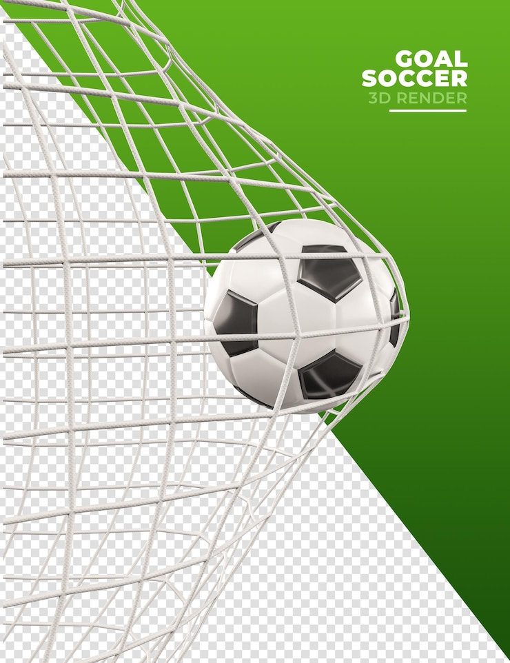 PSD netz mit fußballtor in 3d-rendering