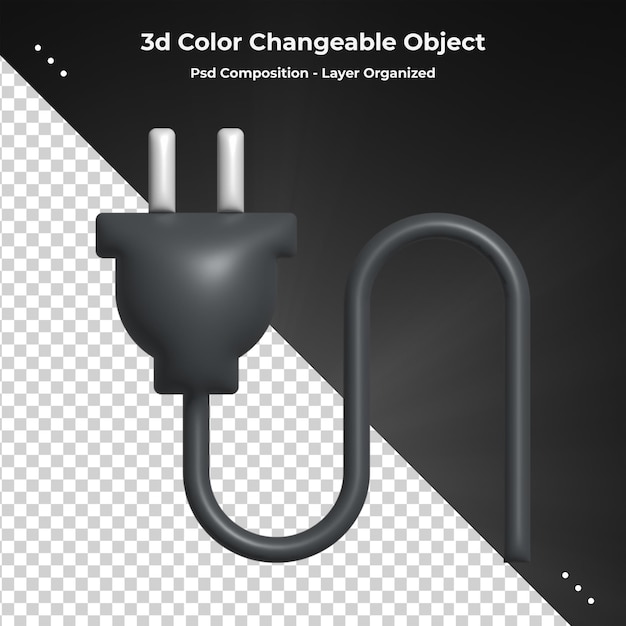 Netzstecker 3D-Symbol 3D-Rendering-Symbol