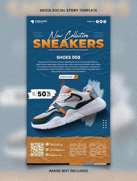 Neue kollektion sneaker schuh media social story vorlage