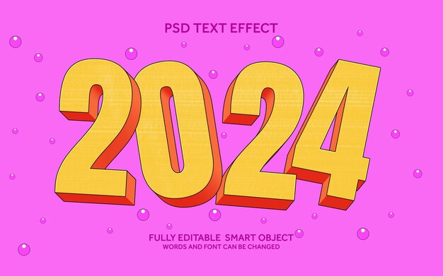 Neue PSD-Datei mit Texteffekt für das Jahr 2024