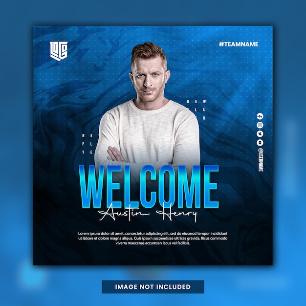 Neuer spieler esports social media instagram post-design-vorlage