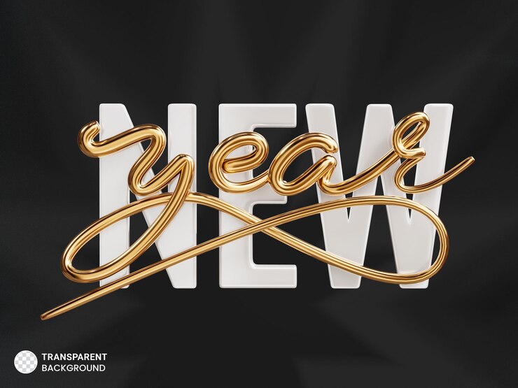 PSD neues jahr 3d-text-font-design