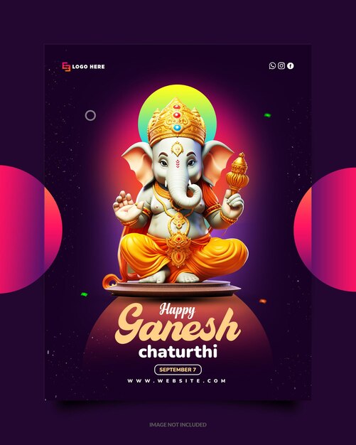 PSD neues modernes ganesh chaturthi-social-media- und poster-vorlagendesign