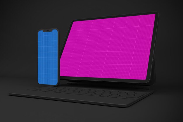 Neues smartphone 12 & digital tablet pro mockup