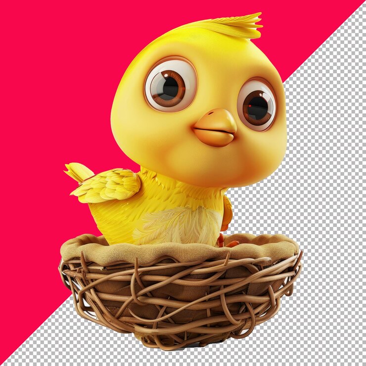 PSD neugierige baby-vogel-nest-illustration durchsichtiger hintergrund png psd
