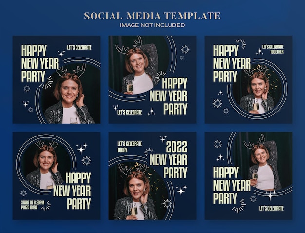 Neujahr 2022 party social media banner und instagram post vorlage