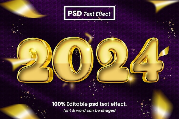 Neujahr 2024 3d-texteffekt