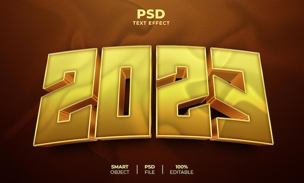 Neujahr golden 2023 3d bearbeitbarer texteffekt