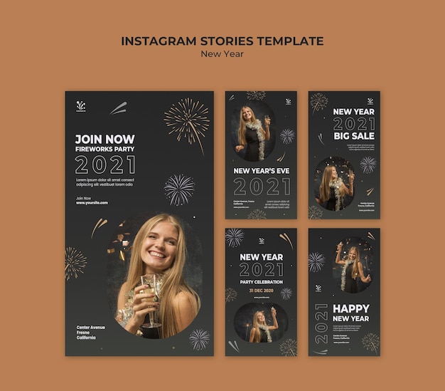 Neujahrskonzept Instagram Geschichten Vorlage