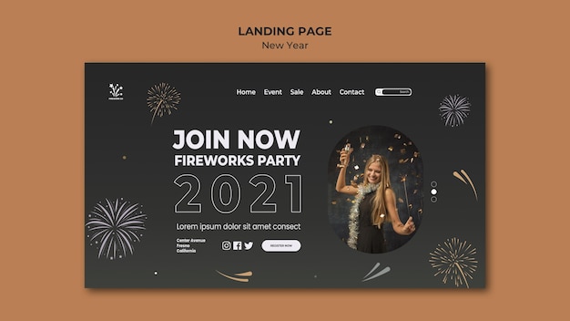 PSD neujahrskonzept landingpage vorlage