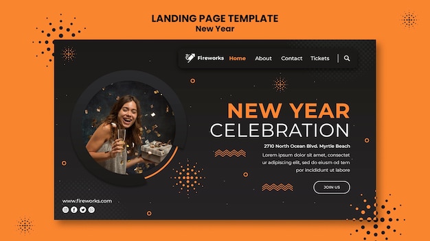Neujahrskonzept landingpage vorlage