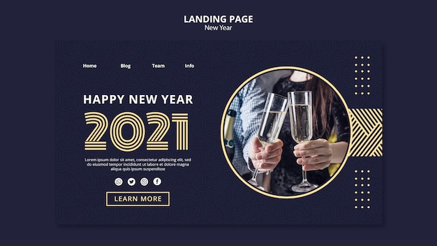 Neujahrskonzept landingpage vorlage