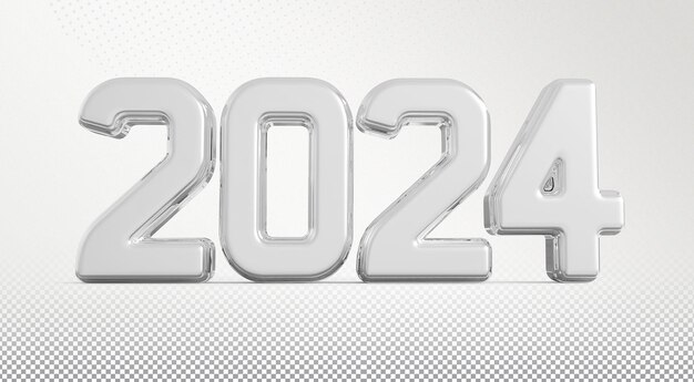 PSD neujahrszahl 2024 silber 3d