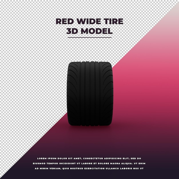 Neumático ancho rojo 3D aislado