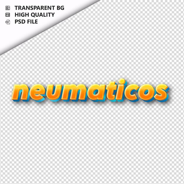 PSD neumaticos hecho de texto naranja con sombra transparente aislado