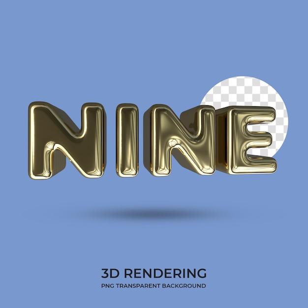 Neun textstil 3d-rendering transparenter hintergrund