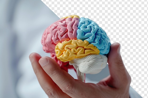 Neurólogo con modelo cerebral en 3D Colores de recuperación de accidente cerebrovascular