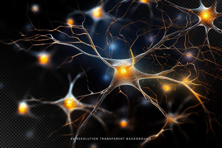 PSD neuroni che comunicano neurobiologia della trasmissione sinaptica su uno sfondo trasparente
