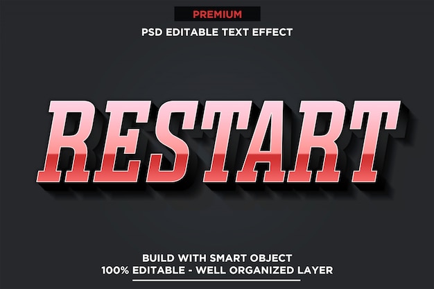 Neustart - 3d-textstil-schrift-effekt-vorlage psd