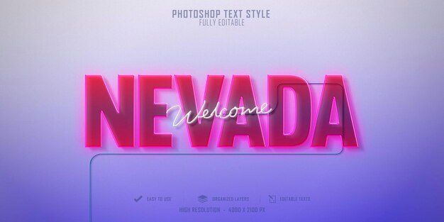 Nevada 3d-textstileffekt-vorlagendesign