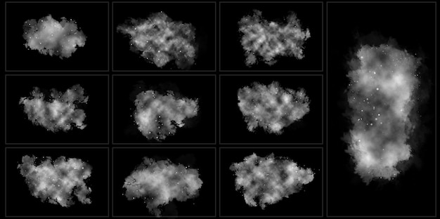 Névoa realista conjunto de nuvens isoladas de nevoeiro