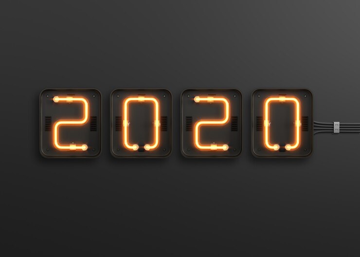 PSD new year 2020 made from neon light