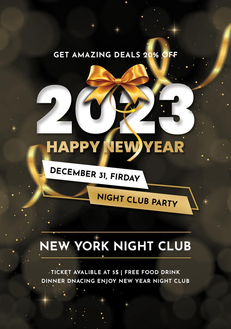 PSD new year party flyer design template