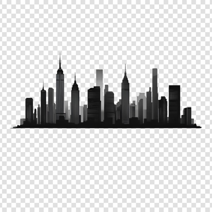 PSD new york city skyline silhouette paesaggio cittadino bianco e nero paesaggio urbano