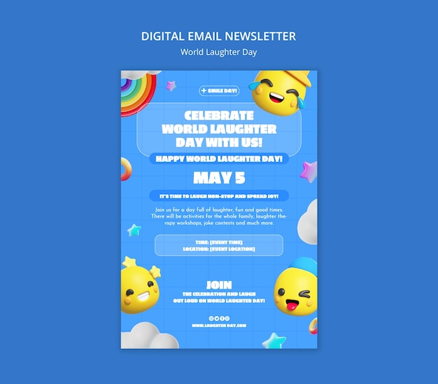 Newsletter digital para a celebração do dia mundial do riso