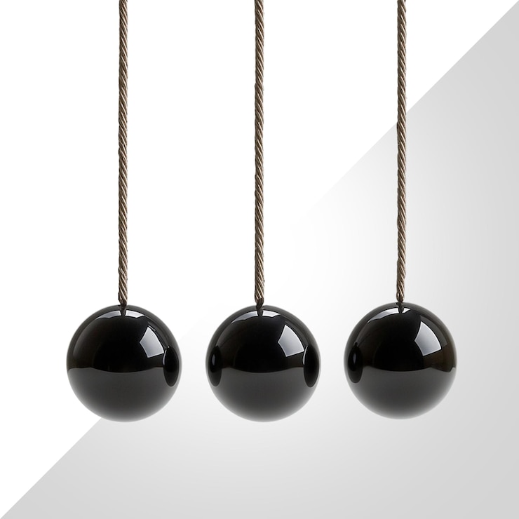 PSD newtons cradle demonstrating physics principles with swinging balls