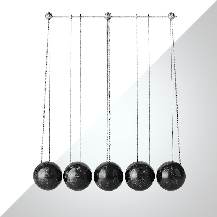 PSD newtons cradle kinetic energy display