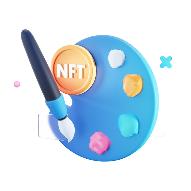 PSD nft art 3d-symbol für nicht fungibles token