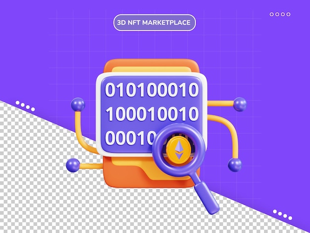 Nft-Binärcode 3D-Symbol