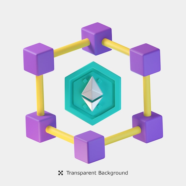 Nft blockchain 3d symbol illustration