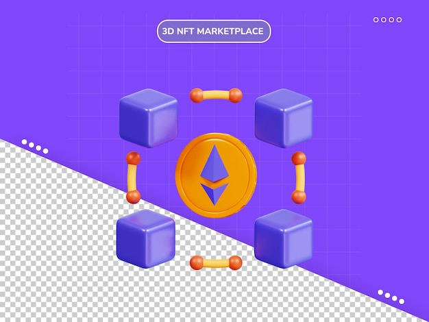 Nft-Blockkette 3D-Symbol