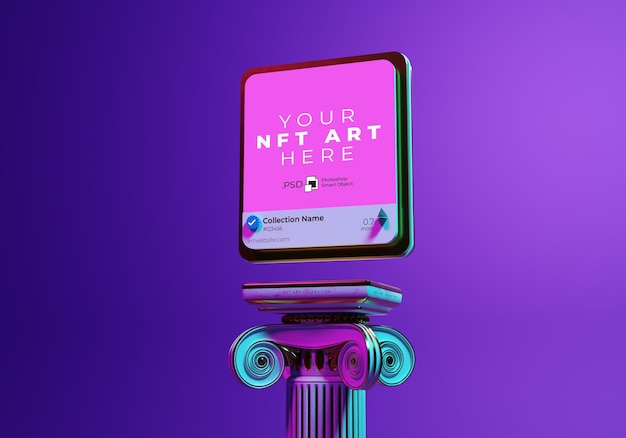 PSD nft crypto art avatar caixa de cartão token não fungível exibir maquete perfil blockchain psd