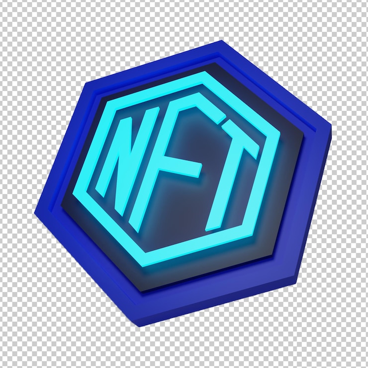 PSD nft logo 3d resolusi tinggi token non-fungible blockchain