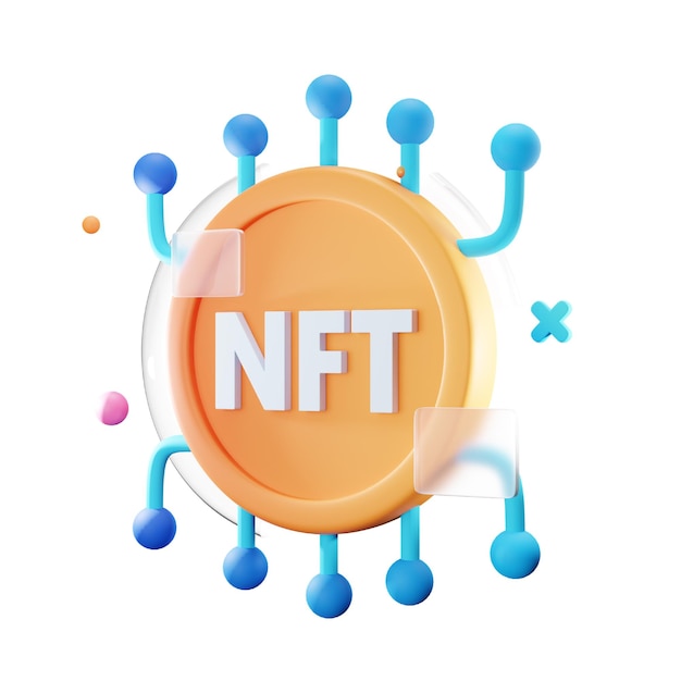 NFT-Netzwerk-3D-Symbol für nicht fungibles Token