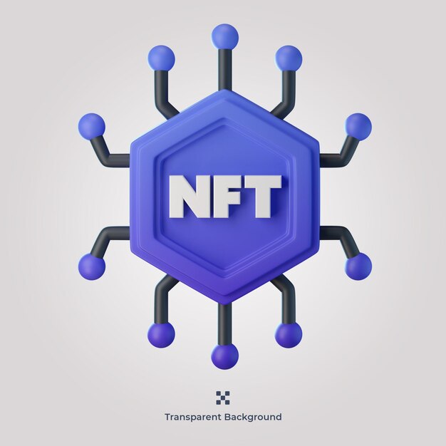 Nft-netzwerk 3d-symboldarstellung