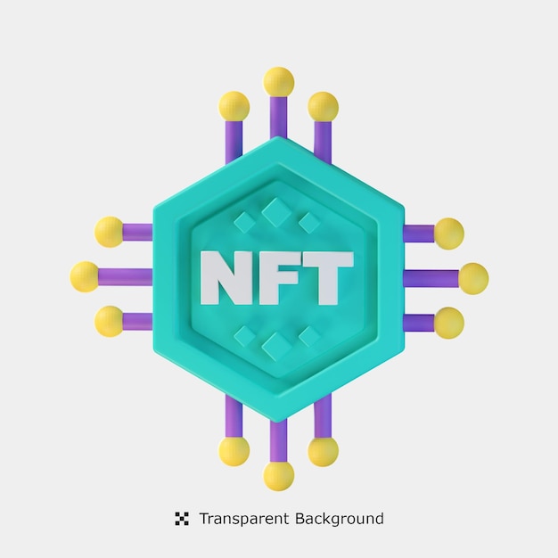 Nft-Netzwerk 3D-Symboldarstellung