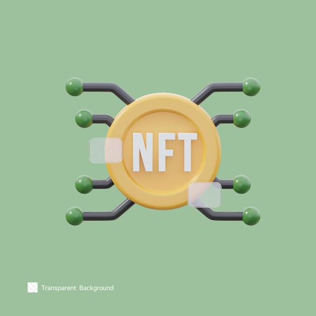 Nft-Netzwerksymbol 3D-Darstellung