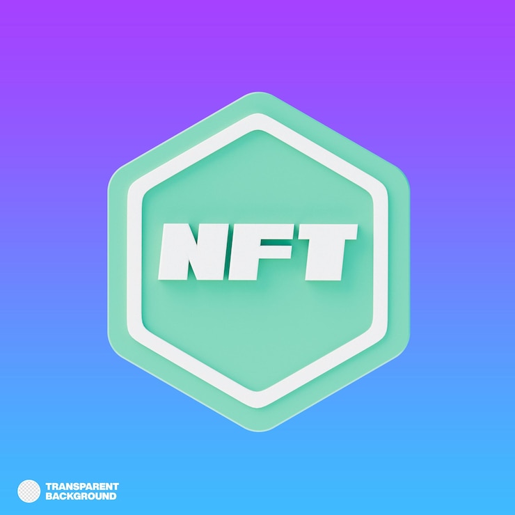 PSD nft nonfungible token ikon nft 3d simbol ilustrasi 3d