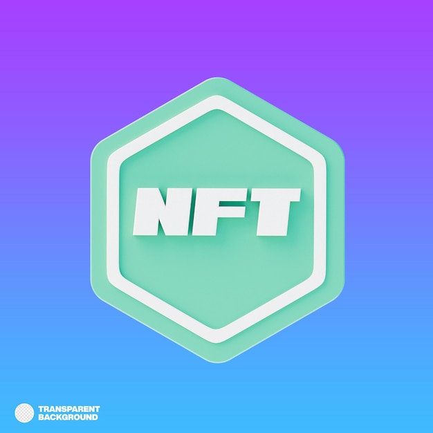 NFT token no fungible 3d nft icono símbolo 3d ilustración