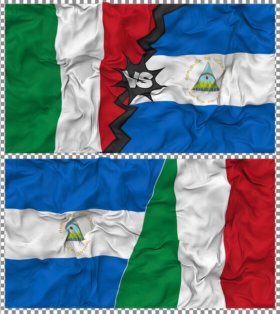 Nicaragua contro l'Italia Festa a metà combinata Tessuto Bump Texture Rendering 3D