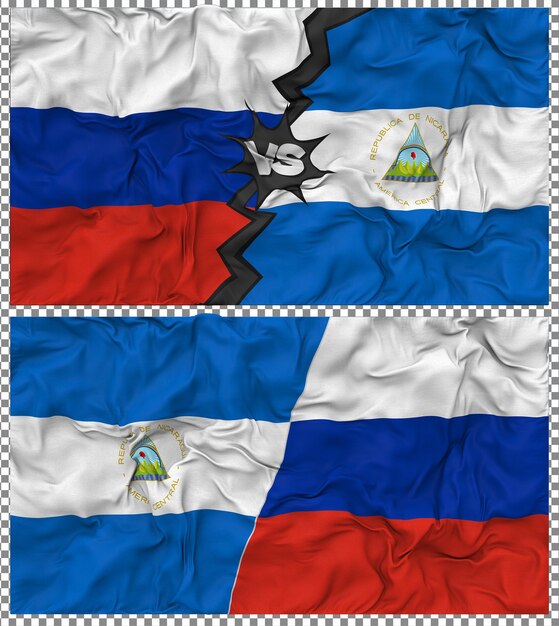 Nicaragua contro la Russia Metà bandiera combinata tessuto di tessuto 3D