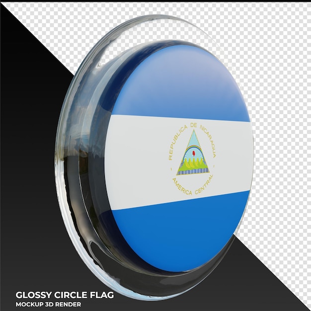 PSD nicarágua0003 bandeira de círculo brilhante texturizado 3d realista